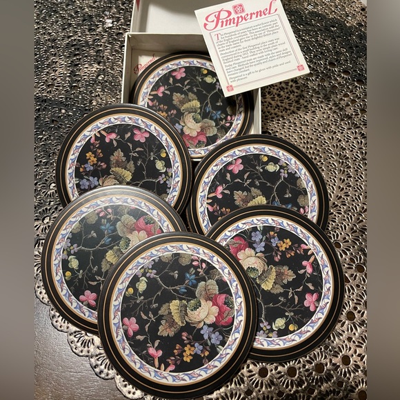 Pimpernel Dining Pimpernel Botanical Floral Round Coasters Set6